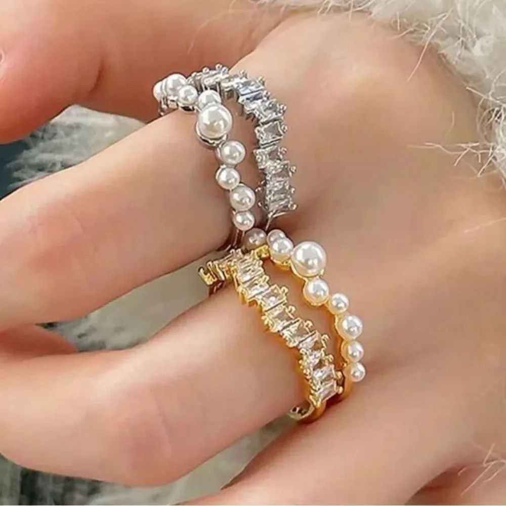 Silver Ring with Pearls R107